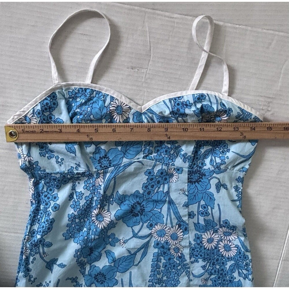 Moda International Mini Dress Size 2 Blue Strappy Floral Beach Victoria Secret - Picture 7 of 7